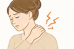 首と肩のこわばりを感じている女性のイラスト