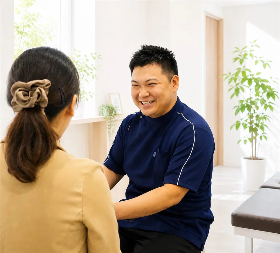 院長が来院された方と向き合い、笑顔でお話を伺っている様子